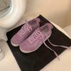 Zapatos Deportivos Casuales Retro de Cuero Genuino Esmerilado de Tiro Alto Color Uva para Mujer, Colección Primavera/Verano 2025, Entrenamiento Alemán, Estilo Forrest Gump