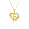 26 Collares con Letras Inglesas para Mujer, Colgante de Flor en Forma de Corazón con Diamantes, Cadena para Clavícula de Diseño Único, Accesorio Versátil de Lujo Ligero