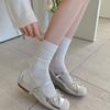 Calcetines de Miu Department Foundation Estilo Perezoso Versátil Color Sólido Placa Recta Calcetines Apilados Estilo Académico Simples para Mujer Delgados Pequeños Vida del Té