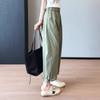 Calça Cargo Casual Emagrecedora de Cintura Alta Verão Cordão Nove Pontos Perna Reta Punho Duas Formas de Usar Calça Esportiva para Mulheres G0720Z