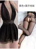 Lencería Sexy Cuello Halter Malla Transparente Espalda Descubierta Camisón Sexy Diversión en Pareja Lencería Pijamas Sexy para Mujer 318