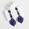 Pendientes Amazon transfronterizos, extragrandes, electrochapados, elegantes, de estilo largo, con un toque de alta gama, adornados con borlas y pedrería negra