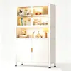 Estantería de Acero para Uso Doméstico Estantería para Niños Gabinete de Almacenamiento para Sala de Estar con Puerta Gabinete de Almacenamiento de Pie a Prueba de Polvo Vitrina de Hierro Forjado