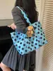 Bolsa de lona com poá para mulheres, novo estilo 2026, grande capacidade, leve, versátil para o dia a dia, bolsa de ombro, bolsa de mão casual