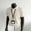 Camisa Polo Jacquard Hueco Estilo Old Money para Hombre de Manga Corta Verano Tejida Lino Tencel Transpirable Rayas Cuello Polo Camiseta