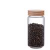 Frasco de vidrio de borosilicato de alta calidad para almacenar té, café y productos secos. Botella transparente sellada con tapa de haya roscada. Múltiples especificaciones.