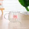Vidro borossilicato simples resistente ao calor fofo barriga grande padrão vertical Caneca doméstica moda simples xícara de café abóbora xícara de chá com leite