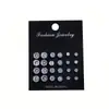 Pendientes de Zirconia y Perla Transfronterizos Europeos y Americanos Combinación de 12 Pares Traje de Pendientes Asequibles Moda Simple Pendientes Unisex