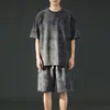 Traje Casual Tie-Dye para Hombre, Atuendo Elegante de Verano, Conjunto de Dos Piezas para Adolescentes, Conjunto Holgado de Pantalones Cortos de Manga Corta