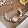 Nuevo Celeb de Internet Nuevo Reloj con Esfera de Girasol Completa de Diamantes Perla Pequeño y Delgado con Alto Valor de Color Esfera Digital Reloj Pulsera