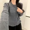 Suéter nuevo de estilo francés para mujer, con borde de volantes, juvenil, para primavera y otoño, adelgazante, holgado, tejido de ochos, top exterior