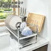 Estante escurridor de acero inoxidable 304 al por mayor, estante de almacenamiento de cocina, escurreplatos multifuncional, estante de almacenamiento para tazones y platos en la encimera de la cocina