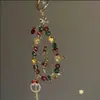 Pingente de Celular com Miçangas de Cristal Coração Vermelho Chaveiro com Laço e Franja Moda Pingente de Bolsa Presente de Natal