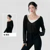 Cubierta de Yoga Grande Abierta con Cuello en V Profundo para Mujer, Ligera y Transpirable, Camiseta Reversible de Manga Larga, Top Deportivo para Pilates