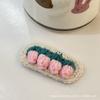 Grampo de cabelo Tulipa de lã feito à mão para outono e inverno, presilha lateral BB fofa para menina, acessórios de cabelo coreanos doces