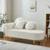 Sofá-cama chaise lounge pequeno de couro de cordeiro cor creme para apartamento sofá mini para quarto de casa cadeira de sofá madeira