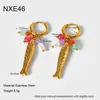 Pendientes de Acero Inoxidable con Baño de Oro de 18 Quilates, Borla de Perlas de Vidrio de Carpa Estilo Ins Europeo y Americano, Joyería Vintage de Alta Gama para Mujeres