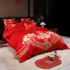 2026 Novo Algodão Puro Fio 40 Novo Estilo Chinês Bordado Casamento Conjunto de Várias Peças