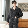 Distribuidor de Pijamas para Hombre con Forro de Polar, Chaqueta de Algodón Acolchada de Tres Capas, Ropa de Casa de Franela para Hombre, Ropa de Estilo Perezoso de Coral Fleece para Hombre