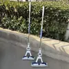 Mopa de esponja de algodón y goma de acero inoxidable para el hogar al por mayor, paño de mopa absorbente, mopa con tres filas de ruedas, mopa plana, mopa para escurrir agua