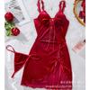 Nova lingerie sexy transfronteiriça sexy senhoras suspensórios de veludo vermelho saia alças de natal camisola uma geração de cabelo