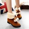 Novas botas de neve de bola de pele botas curtas femininas inverno estilo coreano versátil à prova d'água antiderrapante sapatos acolchoados de algodão com sola grossa para estudantes