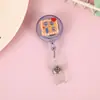 Suporte de Cartão Acrílico Criativo Fofo Fivela Retrátil Suporte para Crachá de Identificação de Funcionário Clipe Traseiro Transparente