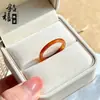 Anillo de Ágata Calcedonia Natural Color Pavo Real, Anillo de Calcedonia Roja y Verde de Jade Multicolor para Mujer, Regalo para Mejor Amiga
