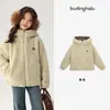 Blusa de inverno quentinha Pudding Haru para meninas, jaqueta acolchoada de algodão com capuz 2026 nova para crianças