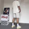 Pantalones Cortos Casuales de Color Sólido de Marca de Moda Estilo Hong Kong para Hombre, Simples y Versátiles, Holgados Estilo Americano Oversize Hip-Hop Geniales de Cinco Puntos