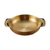 Plato para snacks de acero inoxidable estilo coreano de doble asa unido, disco dorado, plato creativo para arroz horneado y pasta, plato para mariscos de restaurante, comercial