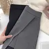 Saia Midi de Conjunto Feminino Primavera e Outono Nova Saia Bodycon para Figura em Pera Saia Calça Anti-Exposição Cintura Alta Fenda Saia Curta Evasê