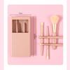 Juego de 5 brochas de maquillaje portátiles, mini brochas multifuncionales con espejo, brochas de pelo suave, brochas para polvos sueltos, brochas para rubor, brochas para base y sombras de ojos.
