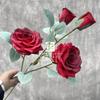 Nuevas Rosas Diamante de 4 Cabezas, Rosas Simuladas, Flores Falsas, Adornos para Sala de Estar y Dormitorio, Flores Secas, Fotografía de Boda, Exportación al por Mayor