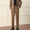 Outono Inverno 2026 Calças Grossas Masculinas Estilo Coreano Tendência Retas Largas Versáteis Casuais Calças de Terno de Lã Engrossadas