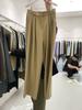 Pantalones de Traje Grises Transfronterizos con Caída, Pantalones Casuales de Cintura Alta, Color Caqui Primavera y Verano, Pantalones de Pierna Ancha Largos para Personas Petites