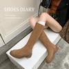 Botas Altas para Mujer 2025 Otoño Nuevo Estilo Piel Genuina Retro Europeo Versátiles Hasta la Rodilla Delgadas Botas de Moda