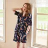 [Carpa Azul] Nuevo Pijama de Seda Helada 2025 para Mujer Verano Cardigan Ropa de Casa Conjunto Holgado de Manga Corta y Shorts