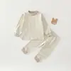 Conjunto de Ropa Interior Térmica de Algodón Suave para Bebés Recién Nacidos, Clase A, Primavera/Otoño, Sin Etiquetas, con Broches en el Hombro, Conjunto de Ropa Interior de Algodón de Colores