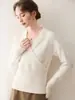 Suave suéter de punto para mujer, estilo old money, cuello en V cruzado, cachemira, otoño e invierno, ajuste ceñido, versátil, top de lana