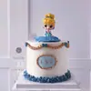 Vestido Azul Cenicienta Princesa Adornos para Pastel de Cumpleaños Niñas Muñeca de Dibujos Animados Cenicienta Decoración para Hornear