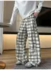 Em estoque: Nova coleção outono 2026 - calça masculina de veludo cotelê, modelagem solta, desconstruída, patchwork com design curvo distinto