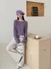 Suéter de lã e cashmere liso para mulheres, novo estilo outono/inverno, tricô pulôver de gola redonda, suéter macio e confortável, perfeito como camada base