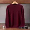 Suéter Masculino de Cashmere 2026 Gola Redonda Outono/Inverno Novo Estilo Cor Sólida Malha Amiga da Pele Para Jovens e Meia-Idade Camada Base Suéter Fino