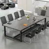 Mesa de conferencias, mesa larga, banco de trabajo para capacitación del personal, juego de mesa y sillas de negociación simple y moderno, escritorio de computadora con estructura de acero, escritorio de oficina