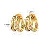 Aretes Chapados en Oro de 18K, Aretes de Zirconia Ovalada de 18K de Lujo Ligero, Aretes Redondos Simples de Alta Gama al por Mayor