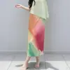 Saia Arco-Íris Miyake para Mulheres, de Alto Padrão, Modelagem Ampla, Emagrecimento, Moderna, Design Degradê, Saia Plissada Criativa com Toque Elegante