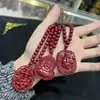 Colar de Areia Dourada Roxo Cinábrio Fivela de Segurança Pingente Fivela de Segurança Lisa Joia de Transferência Pingente Masculino e Feminino Fábrica Atacado