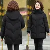 Elegante abrigo de algodón con relleno de plumón para invierno para mujer, nueva colección 2026, chaqueta de algodón de moda para mujeres de mediana edad y mayores, prenda de abrigo para otoño e invierno
