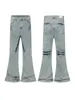 Jeans Lavados Retro Desgastados de Calle Americana para Hombres y Mujeres Rayo Agrietado Sueltos Micro Acampanados de Piso Pierna Ancha Pantalones Largos
